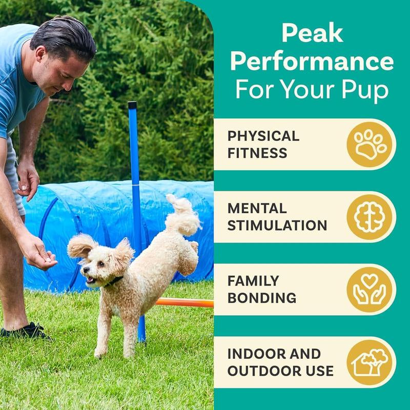 Petcove Backyard Dog Agility Course Set - Complete Dog Agility Equipment for Engaging Agility Training - Obstacle Course for Dogs. Outdoor