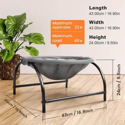 JUNSPOW Cat/Dog Hammock Bed Free-Standing, Elevated Pet Bed for Dogs & Cats, Indoors Outdoors Pet Hammock, Stable & Breathable, Easy Assembly