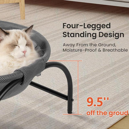 JUNSPOW Cat/Dog Hammock Bed Free-Standing, Elevated Pet Bed for Dogs & Cats, Indoors Outdoors Pet Hammock, Stable & Breathable, Easy Assembly