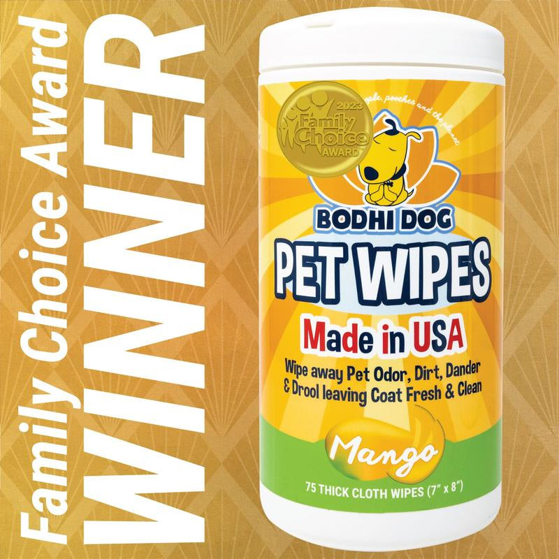 Bodhi Dog Pet Wipes Made in USA 75 Thick Wet & Thick Wipes for Dog Grooming, Wipe Away Pet Odors & Deodorizes, No Parabens or SLS