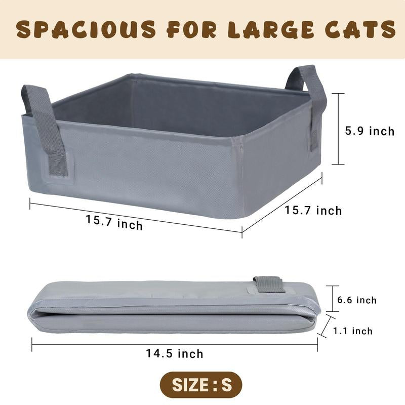 Petlife Foldable Portable Cat Litter Box Reusable with Handles for Outdoor Travel for Large Cats, No Leakage, Waterproof, Not Sticky to Litter