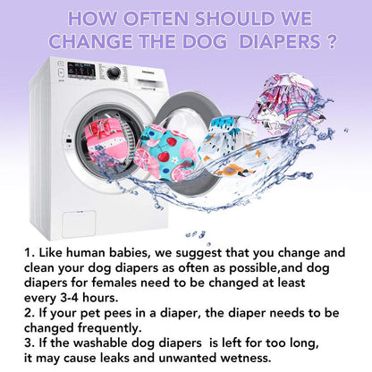 Washable Female Dog Diapers, 4-Pack Reusable and Absorbent, Leak-Proof for Heat and Training
