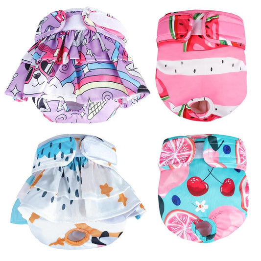 Washable Female Dog Diapers, 4-Pack Reusable and Absorbent, Leak-Proof for Heat and Training