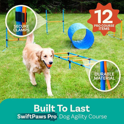 Petcove Backyard Dog Agility Course Set - Complete Dog Agility Equipment for Engaging Agility Training - Obstacle Course for Dogs. Outdoor