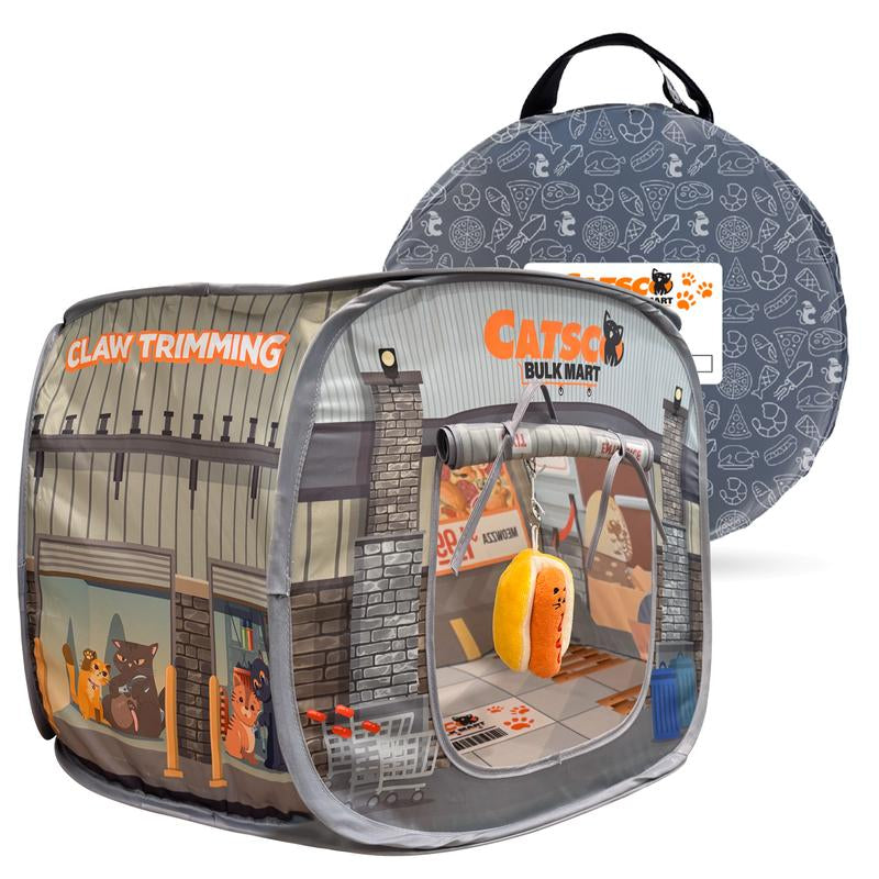 Catsco Bulkmart Cat House Tent – Pop-Up Design, Pet Playhouse Cathouse with Catnip-Filled Dangle Toy - Great Cat Toy for Endless Play & Cozy Catnaps