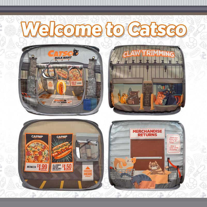 Catsco Bulkmart Cat House Tent – Pop-Up Design, Pet Playhouse Cathouse with Catnip-Filled Dangle Toy - Great Cat Toy for Endless Play & Cozy Catnaps
