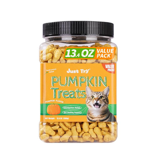 13.4 OZ Cat Treats Pumpkin Healthy Cat Snacks Training Biscuits Treats for Cats Digestive Support Low Calorie Snacks Natural Salmon Flavor
