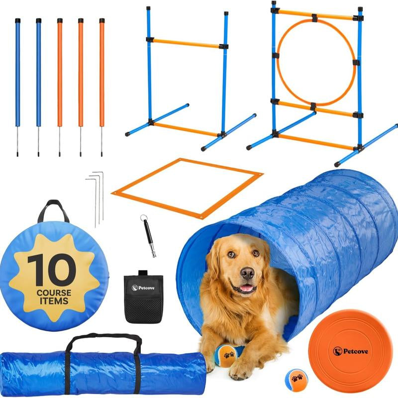 Petcove Backyard Dog Agility Course Set - Complete Dog Agility Equipment for Engaging Agility Training - Obstacle Course for Dogs. Outdoor