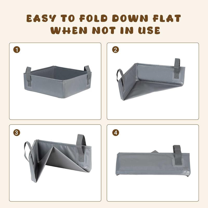 Petlife Foldable Portable Cat Litter Box Reusable with Handles for Outdoor Travel for Large Cats, No Leakage, Waterproof, Not Sticky to Litter