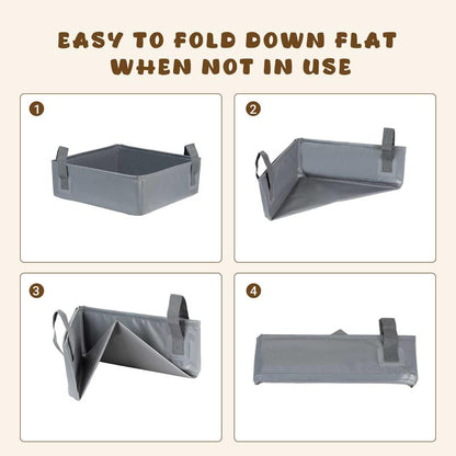 Petlife Foldable Portable Cat Litter Box Reusable with Handles for Outdoor Travel for Large Cats, No Leakage, Waterproof, Not Sticky to Litter