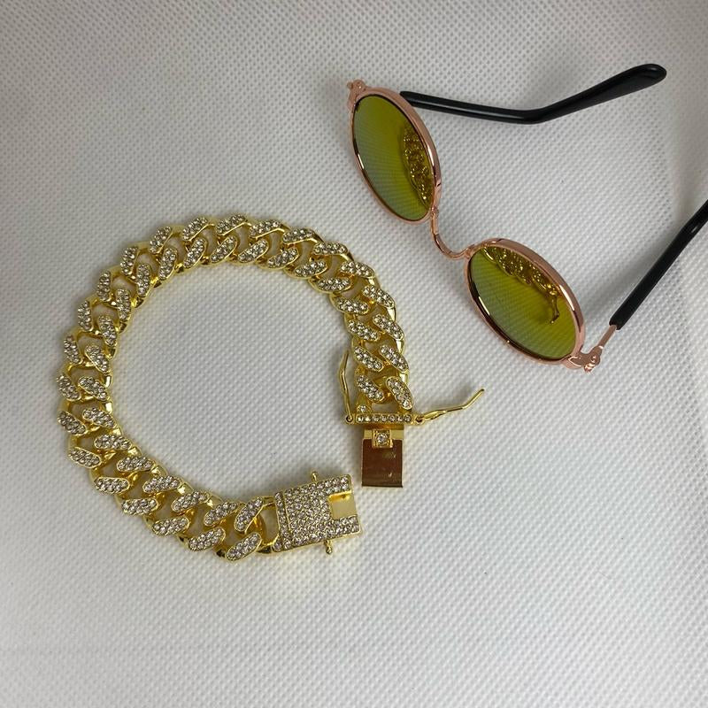 Pet Collar/Necklace- Cuban Style Bling-Bling (Storage Bag Design May Be Random)
