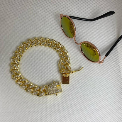 Pet Collar/Necklace- Cuban Style Bling-Bling (Storage Bag Design May Be Random)