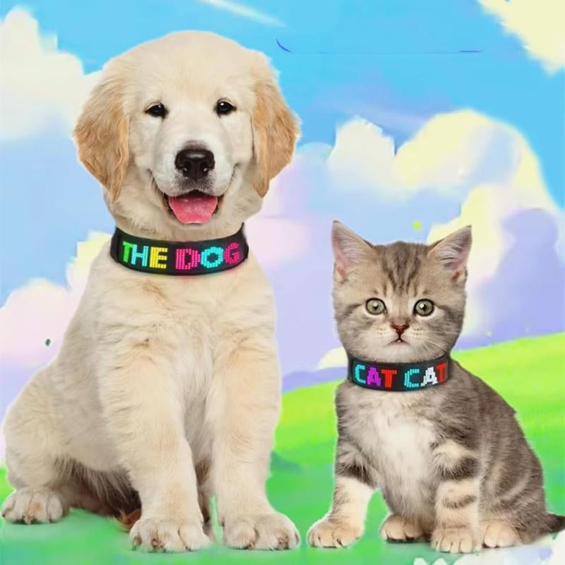 Programmable LED Collar Flashing Light up Rechargeable Pet Dog Safety Collar Glow in the Dark Light-Up Neck Loop (Full Color) Dog Collar Led Dog