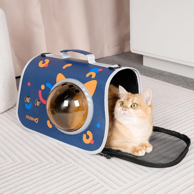 Space Capsule Bubble Pet Carrier, 360° Transparent Cat Backpack with Breathable Vents, Adjustable Shoulder Strap for Commuting-Vet-Park, Reinforced Handles Outdoor Bubble Carrier