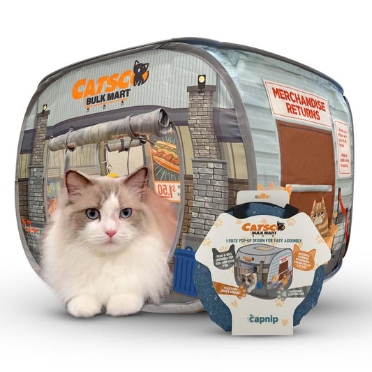 Catsco Bulkmart Cat House Tent – Pop-Up Design, Pet Playhouse Cathouse with Catnip-Filled Dangle Toy - Great Cat Toy for Endless Play & Cozy Catnaps