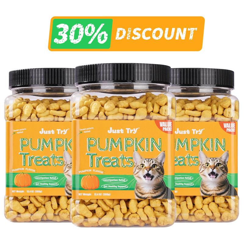 13.4 OZ Cat Treats Pumpkin Healthy Cat Snacks Training Biscuits Treats for Cats Digestive Support Low Calorie Snacks Natural Salmon Flavor