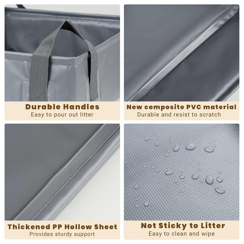 Petlife Foldable Portable Cat Litter Box Reusable with Handles for Outdoor Travel for Large Cats, No Leakage, Waterproof, Not Sticky to Litter