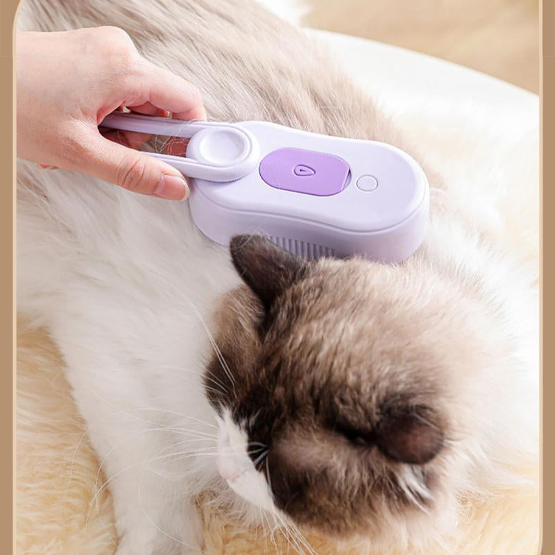 Cat Steam Brush, Rechargeable Pet Steam Grooming Brush with Collapsible Handle, Cat Brushes for Indoor Cats, Cat Water Brush, Detangling and Removing Loose Hair, Includes Charging Cable