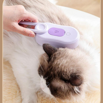 Cat Steam Brush, Rechargeable Pet Steam Grooming Brush with Collapsible Handle, Cat Brushes for Indoor Cats, Cat Water Brush, Detangling and Removing Loose Hair, Includes Charging Cable