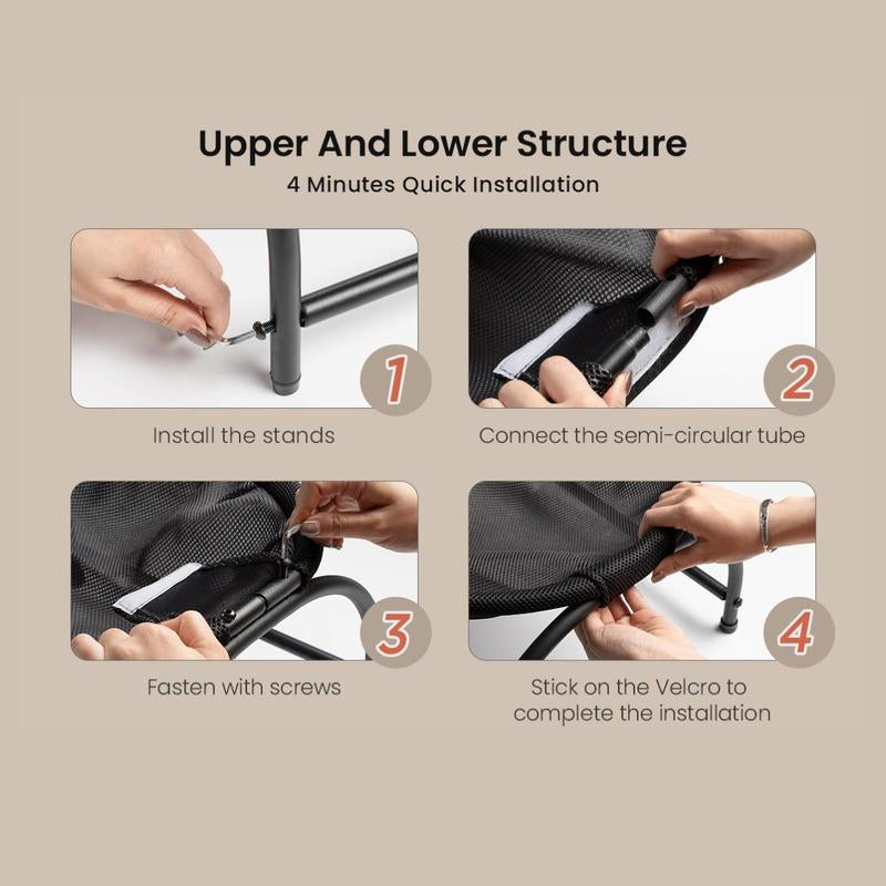 JUNSPOW Cat/Dog Hammock Bed Free-Standing, Elevated Pet Bed for Dogs & Cats, Indoors Outdoors Pet Hammock, Stable & Breathable, Easy Assembly