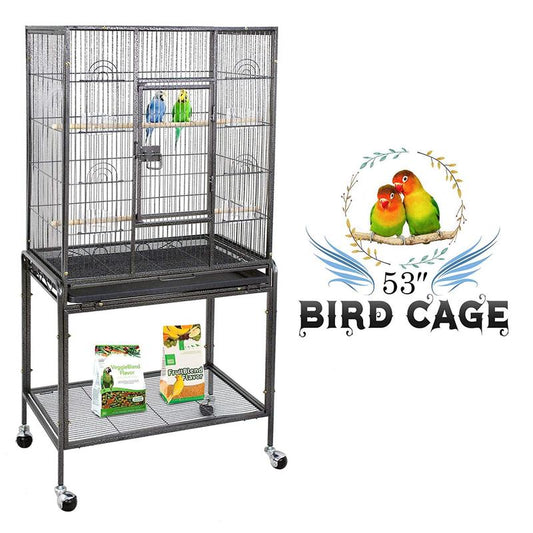 Superdeal Pets 53" Bird Cage with Stand Wrought Iron Frame Birdcage