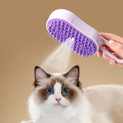 Cat Steam Brush, Rechargeable Pet Steam Grooming Brush with Collapsible Handle, Cat Brushes for Indoor Cats, Cat Water Brush, Detangling and Removing Loose Hair, Includes Charging Cable