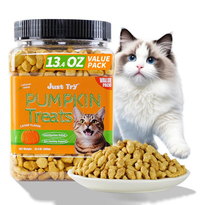 13.4 OZ Cat Treats Pumpkin Healthy Cat Snacks Training Biscuits Treats for Cats Digestive Support Low Calorie Snacks Natural Salmon Flavor
