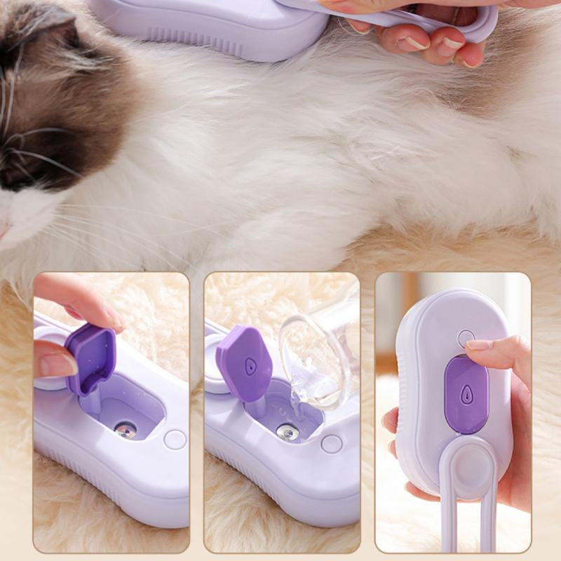 Cat Steam Brush, Rechargeable Pet Steam Grooming Brush with Collapsible Handle, Cat Brushes for Indoor Cats, Cat Water Brush, Detangling and Removing Loose Hair, Includes Charging Cable