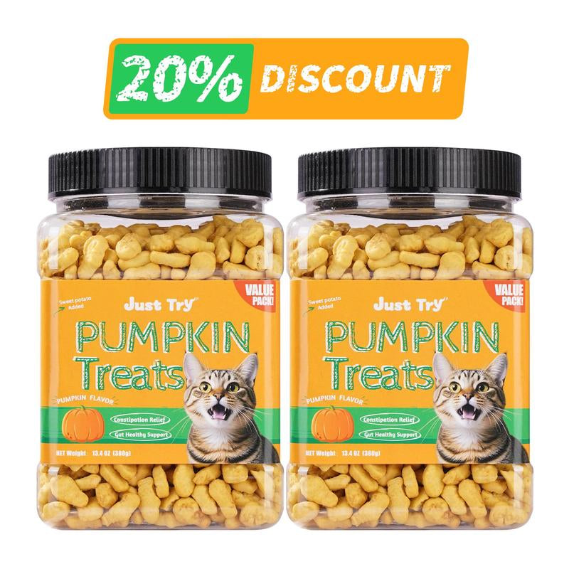 13.4 OZ Cat Treats Pumpkin Healthy Cat Snacks Training Biscuits Treats for Cats Digestive Support Low Calorie Snacks Natural Salmon Flavor
