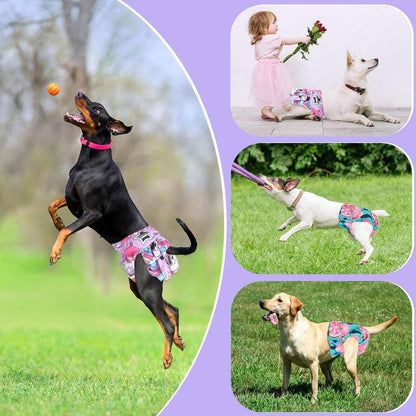 Washable Female Dog Diapers, 4-Pack Reusable and Absorbent, Leak-Proof for Heat and Training