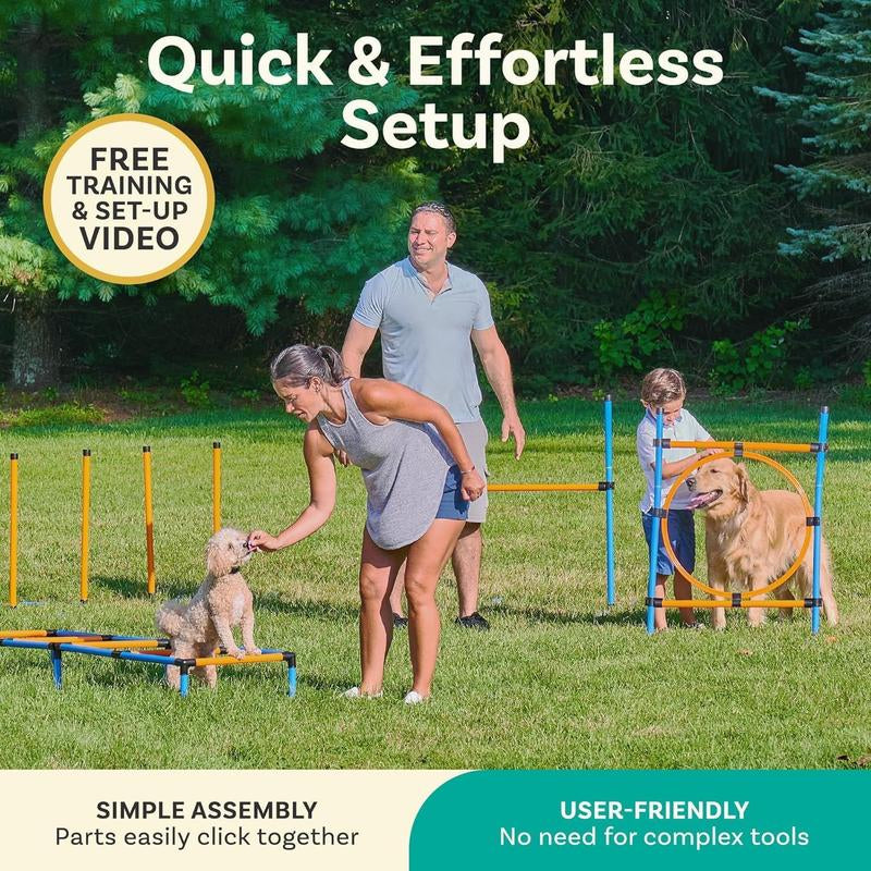 Petcove Backyard Dog Agility Course Set - Complete Dog Agility Equipment for Engaging Agility Training - Obstacle Course for Dogs. Outdoor