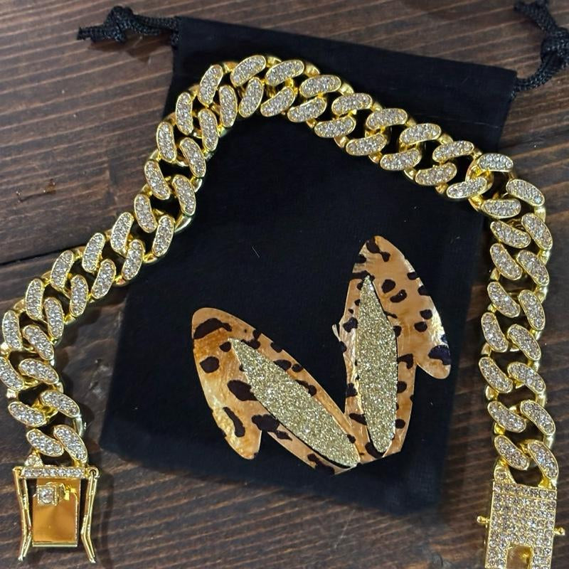 Pet Collar/Necklace- Cuban Style Bling-Bling (Storage Bag Design May Be Random)